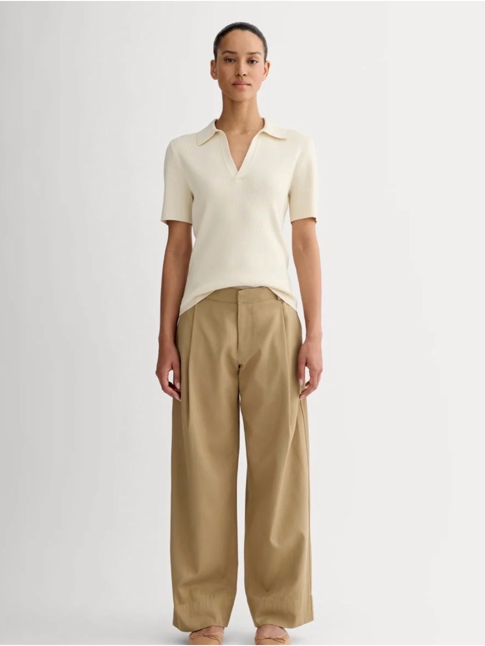 Everlane Relaxed Wide-Leg Trousers in Khaki